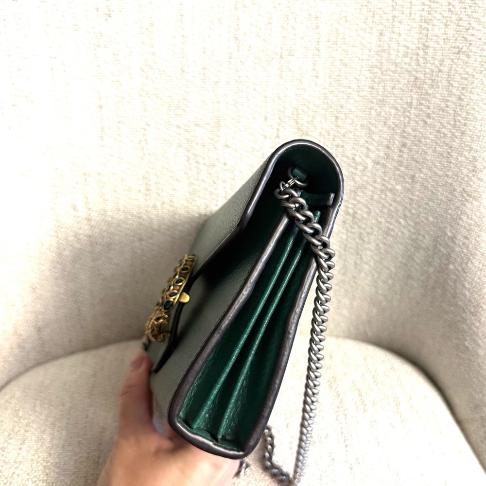Authentic Gucci Dionysus mini bag emerald green leather silver chain strap - Picture 14 of 16
